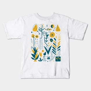 Bohemian Style Floral Shapes Kids T-Shirt